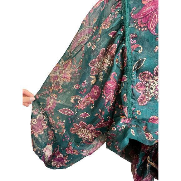 NWT Band of the Free Women XS Paisley Tie Front‎ Crop Top Boho Chic Western - Picture 7 of 12